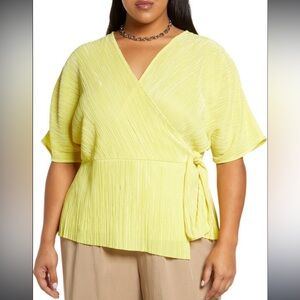 Halogen Side Tie Top in Vibrant Yellow Size XL